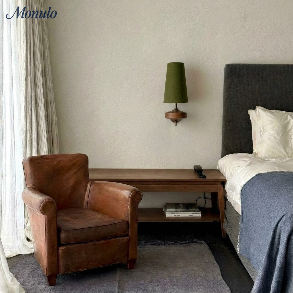 Retro Wall Lamp with Fabric Shade | Vintage Lighting for Bedroom - Lamylie