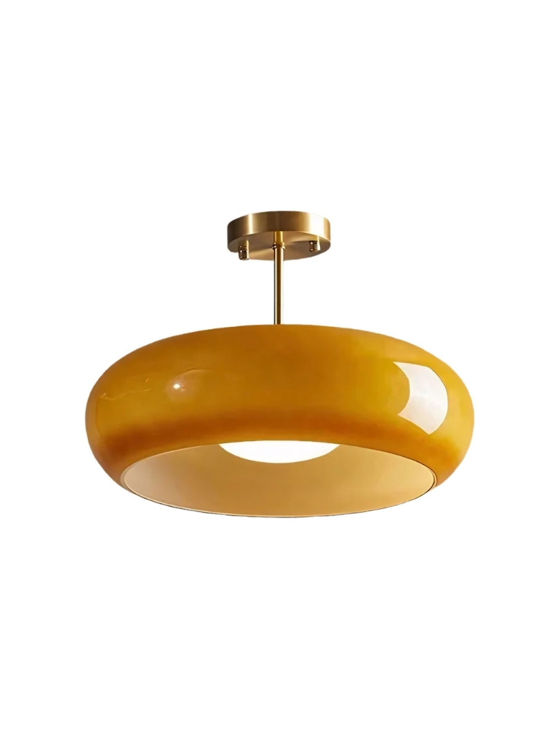 Ceiling Lamp Glass Disc Bauhaus Design Brass or Chrome Orange Yellow or White Glass Retro Stylish Lighting - Lamylie