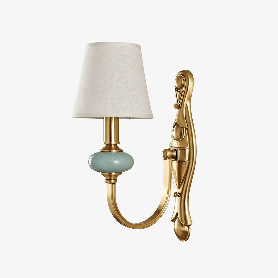 Ceramic Wall Lamp with Fabric Shade - 1 or 2 Light Points - E27 - Various Colors & Styles - Lamylie
