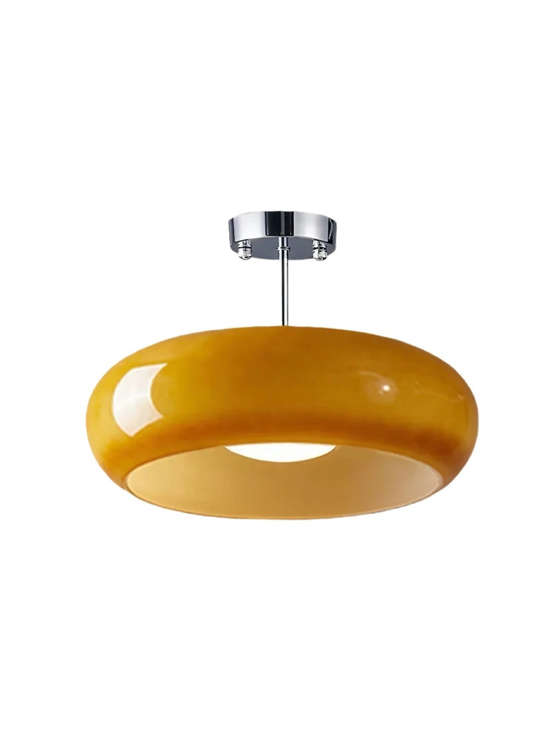 Ceiling Lamp Glass Disc Bauhaus Design Brass or Chrome Orange Yellow or White Glass Retro Stylish Lighting - Lamylie