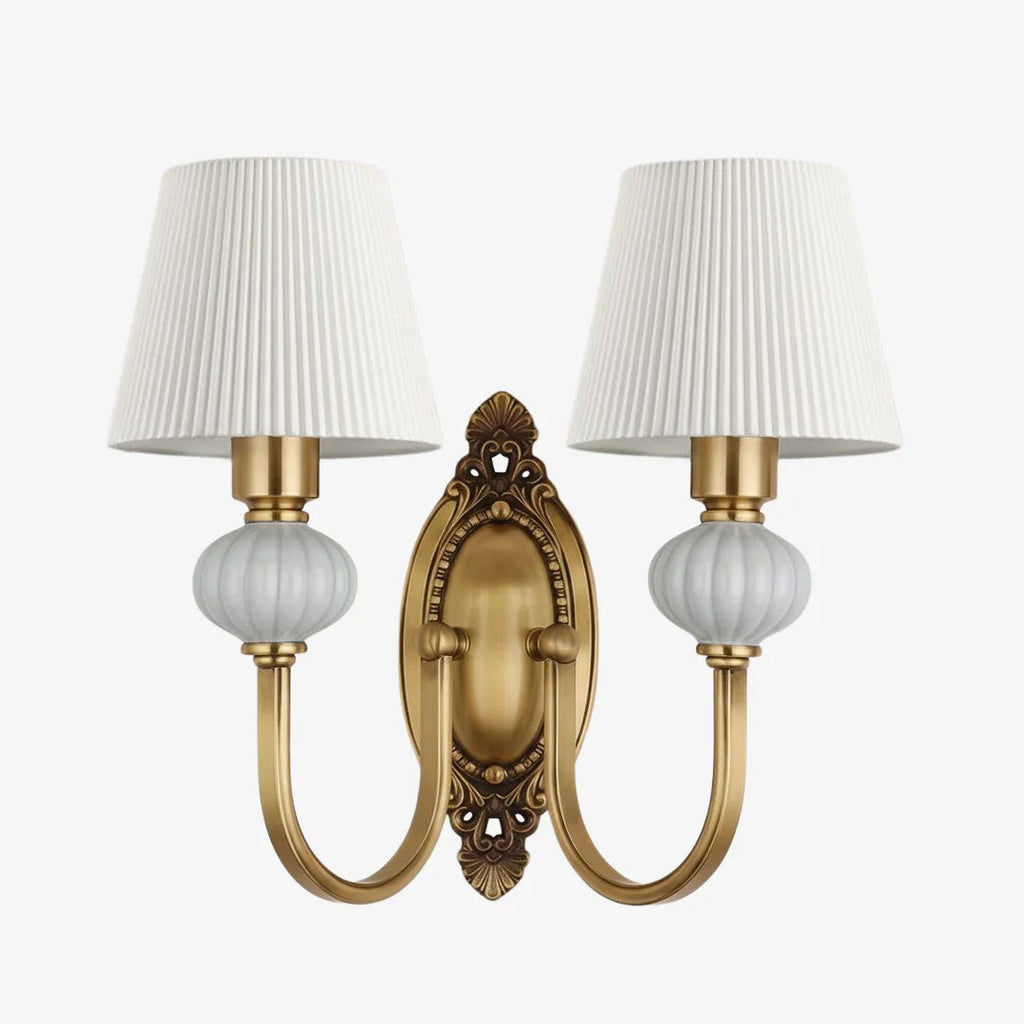 Ceramic Wall Lamp with Fabric Shade - 1 or 2 Light Points - E27 - Various Colors & Styles - Lamylie