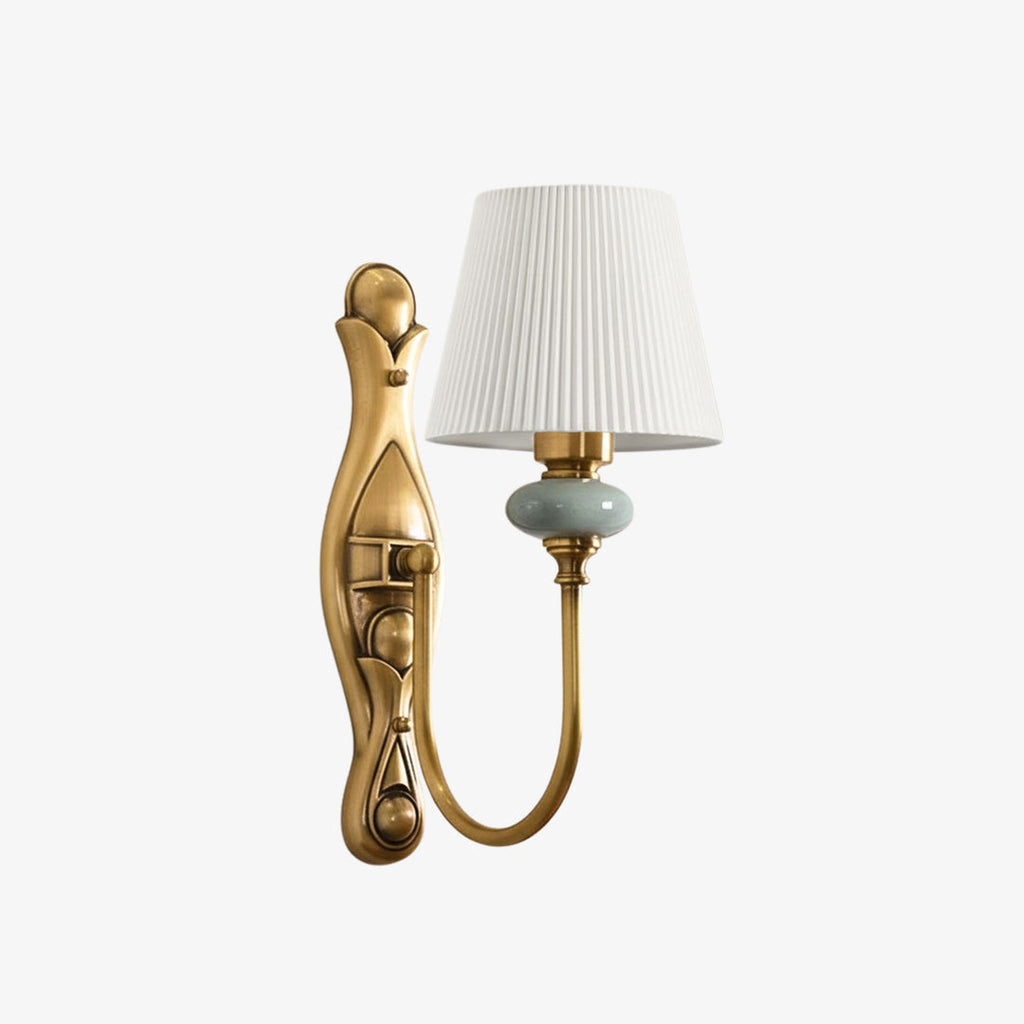 Ceramic Wall Lamp with Fabric Shade - 1 or 2 Light Points - E27 - Various Colors & Styles - Lamylie
