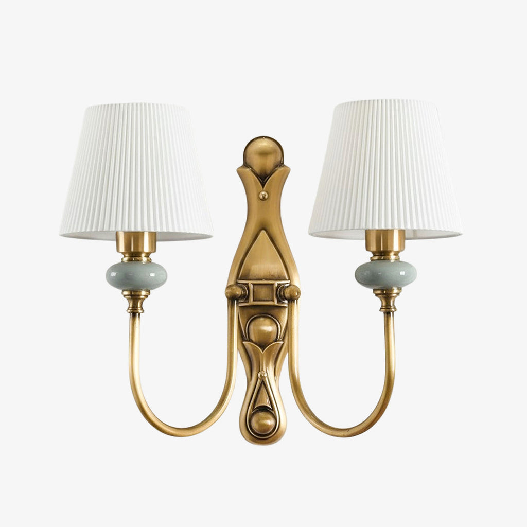Ceramic Wall Lamp with Fabric Shade - 1 or 2 Light Points - E27 - Various Colors & Styles - Lamylie