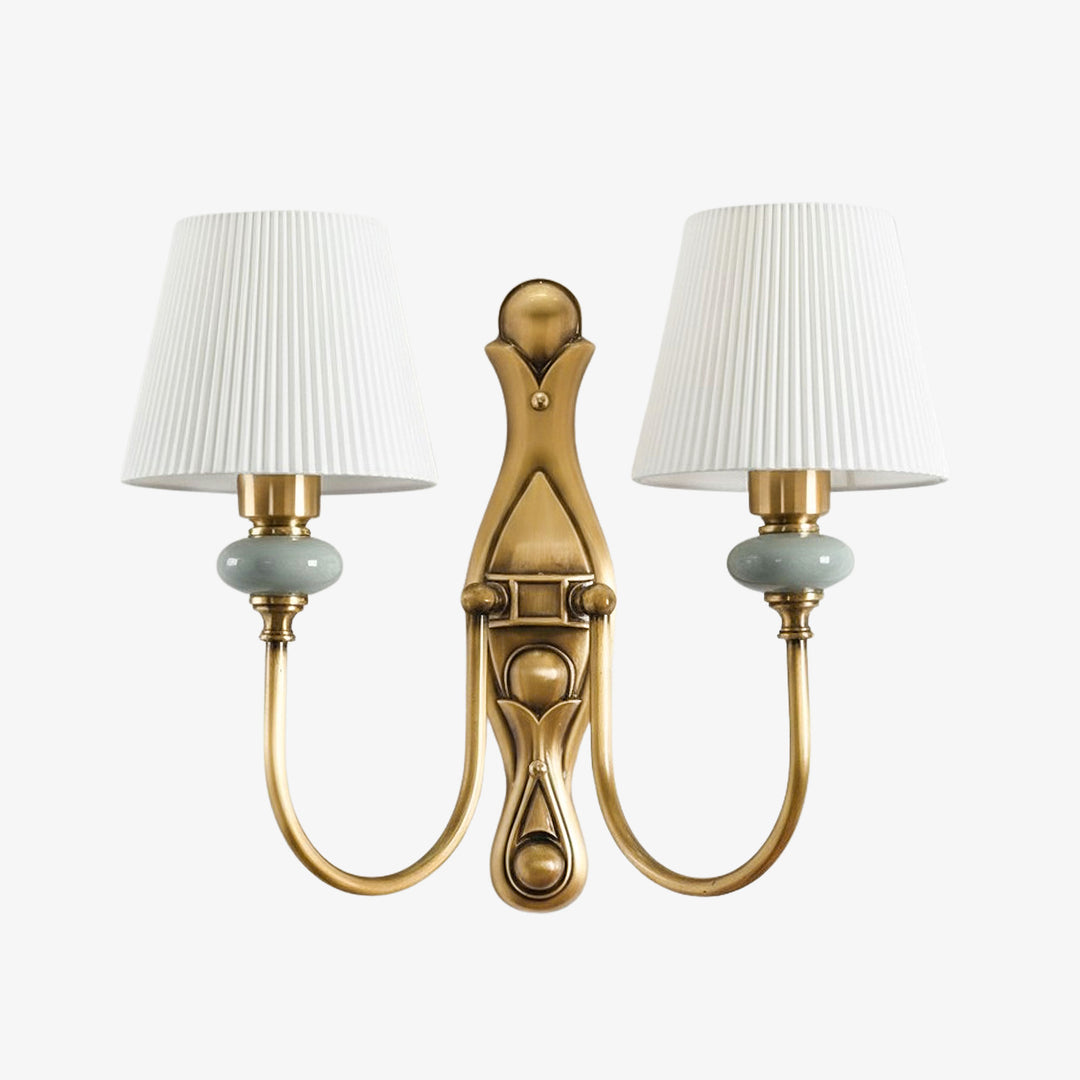 Ceramic Wall Lamp with Fabric Shade - 1 or 2 Light Points - E27 - Various Colors & Styles - Lamylie