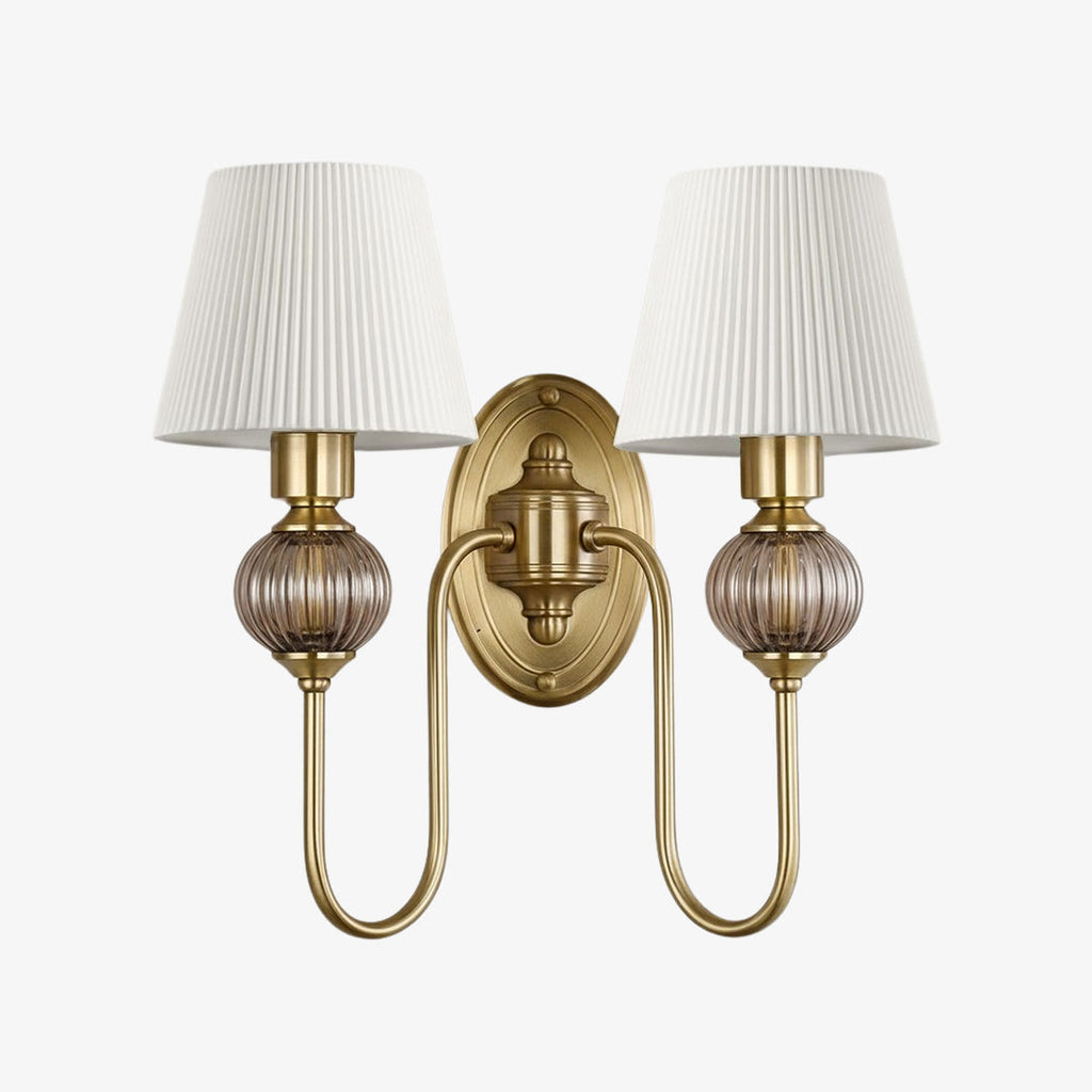 Ceramic Wall Lamp with Fabric Shade - 1 or 2 Light Points - E27 - Various Colors & Styles - Lamylie