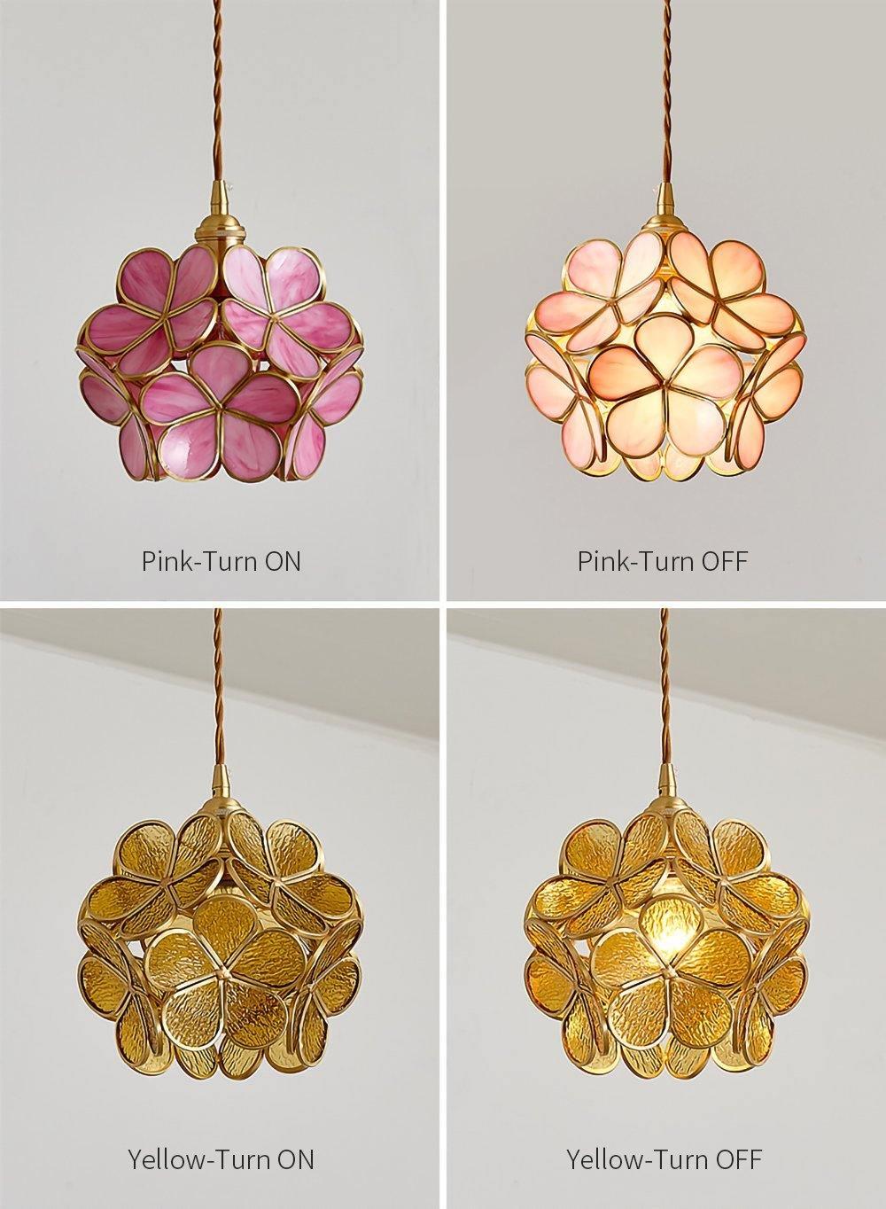 Glas-Blütenblatt-Lampe Hängeleuchte Messingfassung Mundgeblasenes Glas Ø20 cm Fünf Farben E26/E27 Hängeleuchte - Lamylie