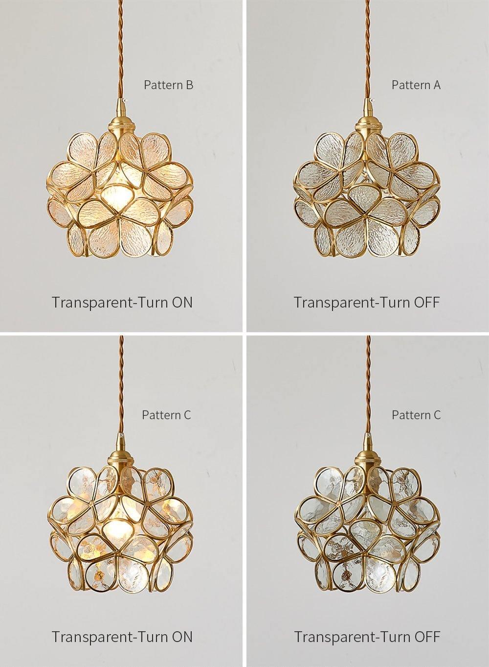 Glas-Blütenblatt-Lampe Hängeleuchte Messingfassung Mundgeblasenes Glas Ø20 cm Fünf Farben E26/E27 Hängeleuchte - Lamylie
