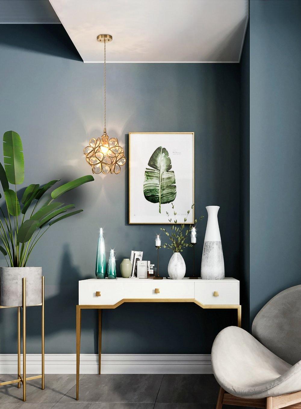Glas-Blütenblatt-Lampe Hängeleuchte Messingfassung Mundgeblasenes Glas Ø20 cm Fünf Farben E26/E27 Hängeleuchte - Lamylie