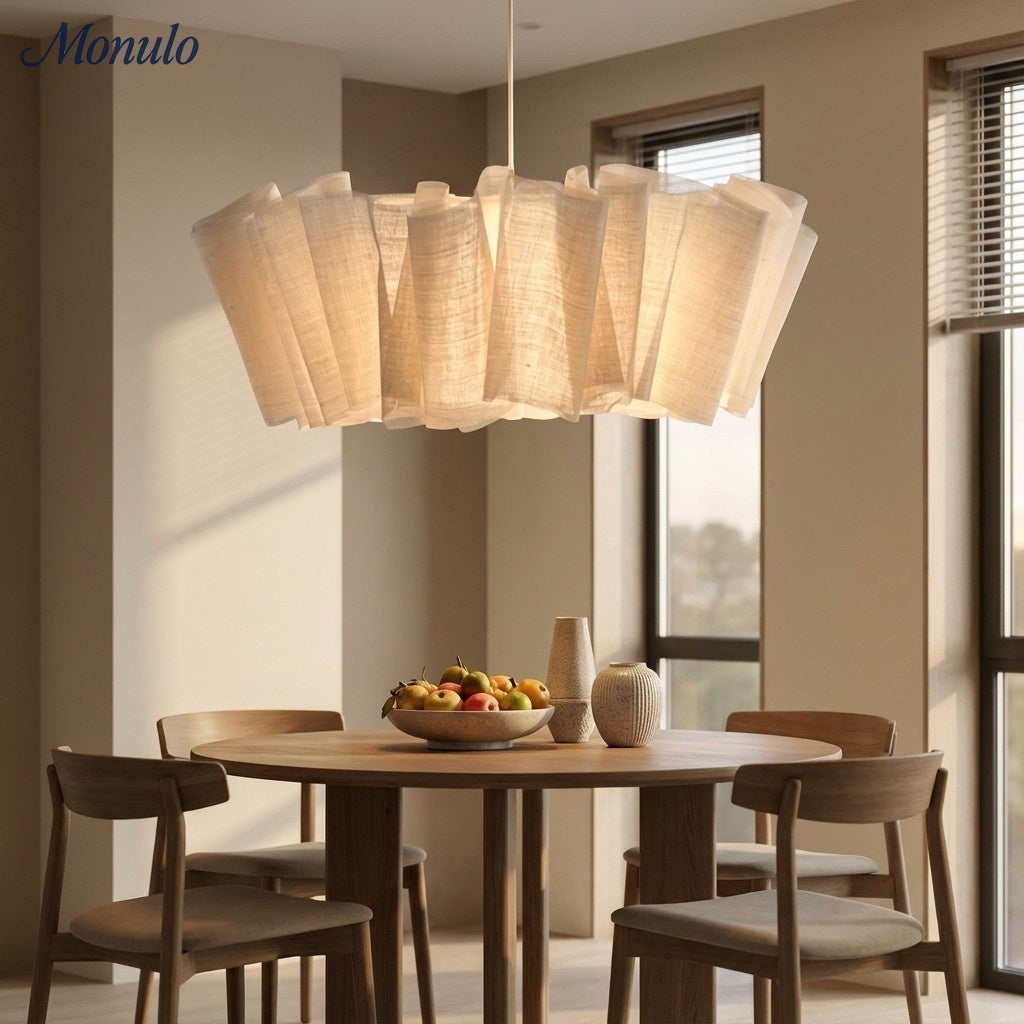Pleated Fabric Pendant Lamp | Minimalist Scandinavian Lighting for Dining Room & Living Room - Lamylie
