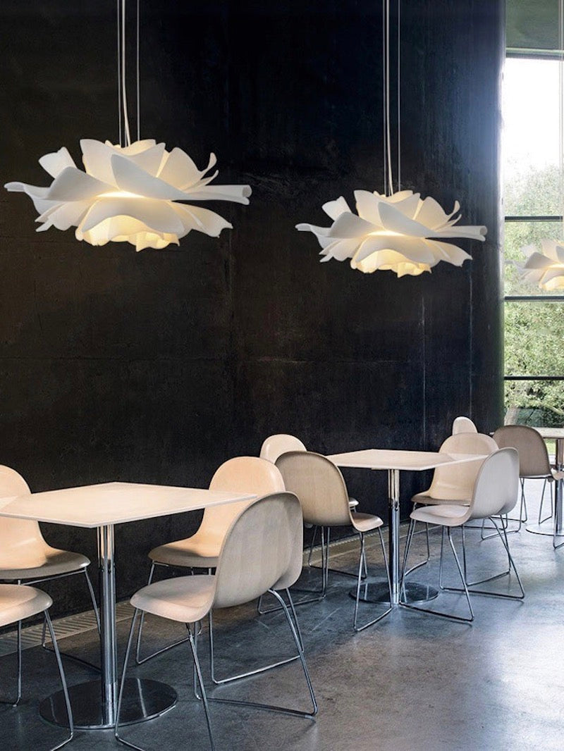 Handmade Acrylic Pendant Lamp Lotus Flower White Scandinavian Design - Lamylie