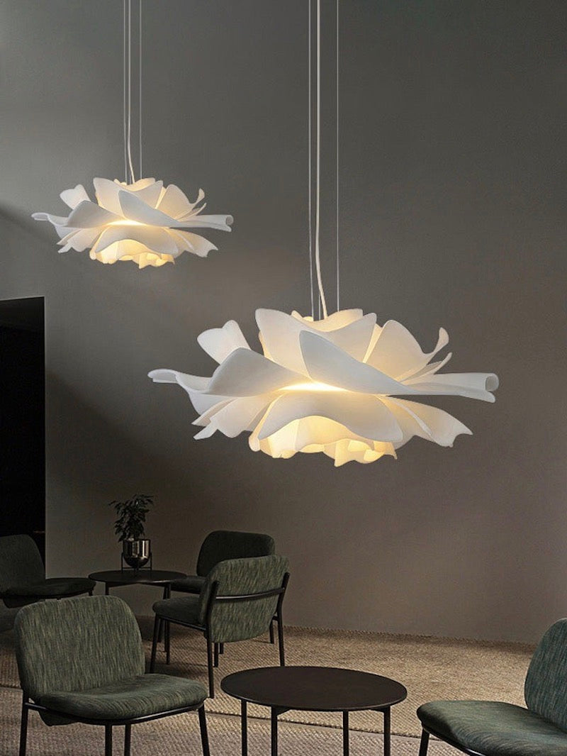 Handmade Acrylic Pendant Lamp Lotus Flower White Scandinavian Design - Lamylie