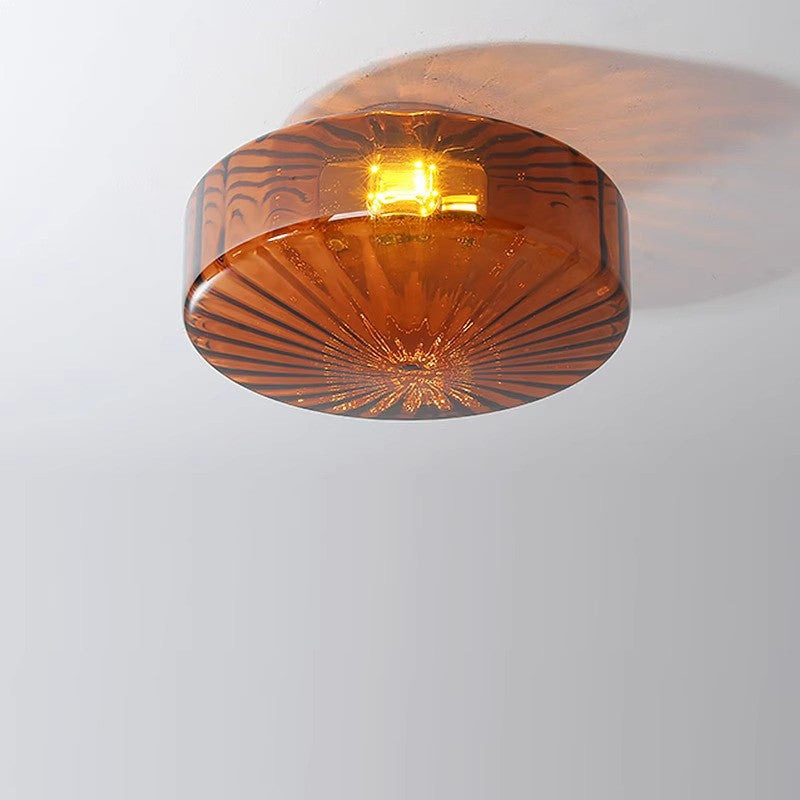 Vintage Ribbed Glass Ceiling Lamp Green | Classic Lighting for Dining Room, Entrance & Hallway - Lamylie