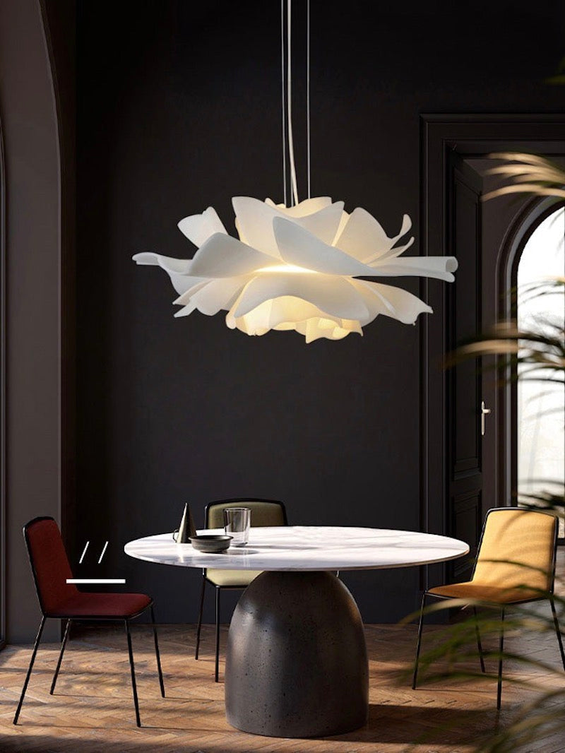 Handmade Acrylic Pendant Lamp Lotus Flower White Scandinavian Design - Lamylie