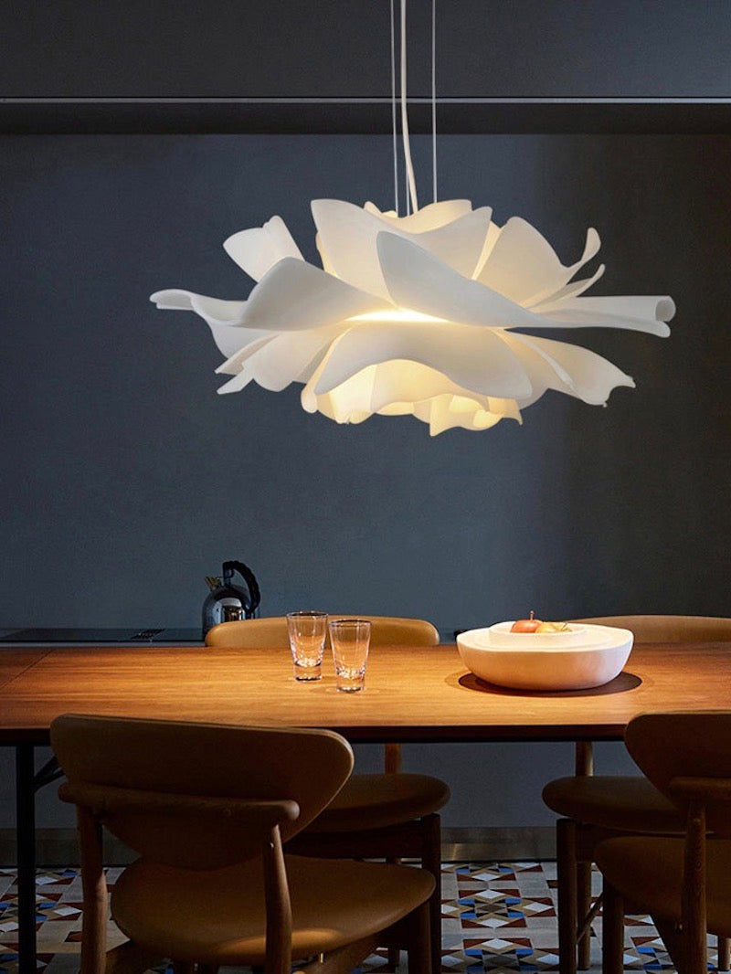 Handmade Acrylic Pendant Lamp Lotus Flower White Scandinavian Design - Lamylie