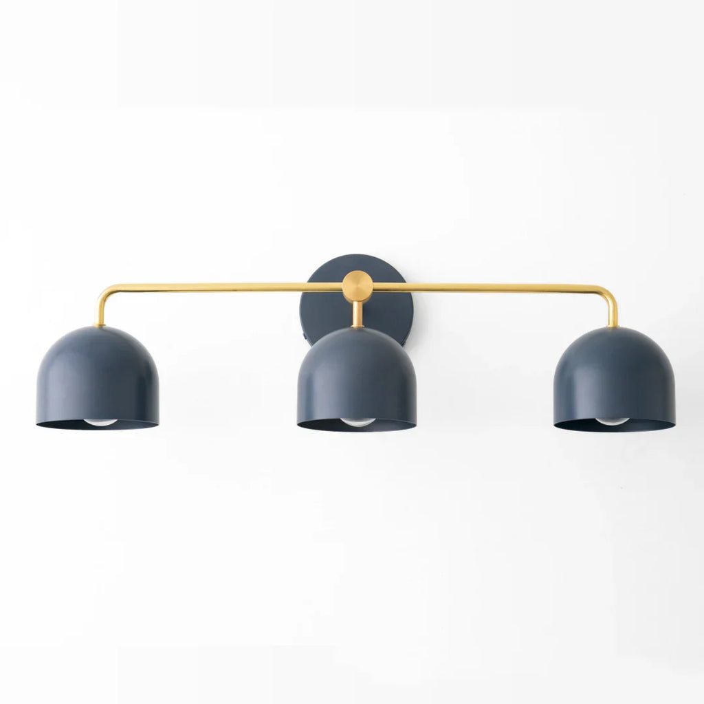 Væglampe med kuppelskærme, moderne skandinavisk design i sort metal og messing, 2-3 lyspunkter, stemningsbelysning til badeværelse, entré og soveværelse - Lamylie