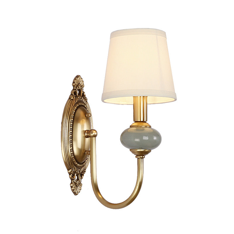 Ceramic Wall Lamp with Fabric Shade - 1 or 2 Light Points - E27 - Various Colors & Styles - Lamylie