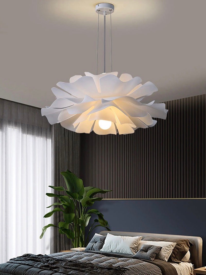 Handmade Acrylic Pendant Lamp Lotus Flower White Scandinavian Design - Lamylie