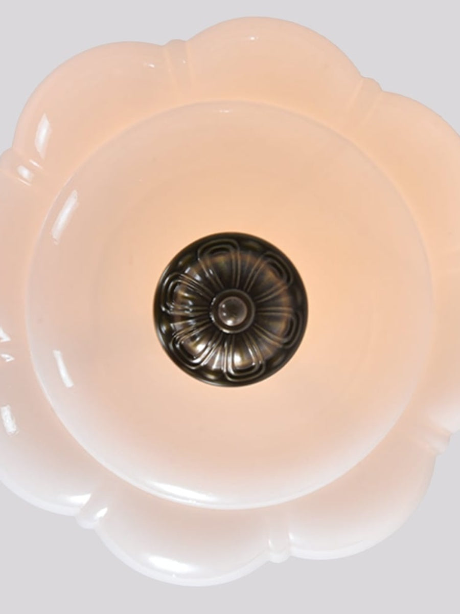 Retro Ceiling Lamp with Milk Glass Shade | Refined Semi-Flush Mount Lighting for Modern Interiors - Lamylie