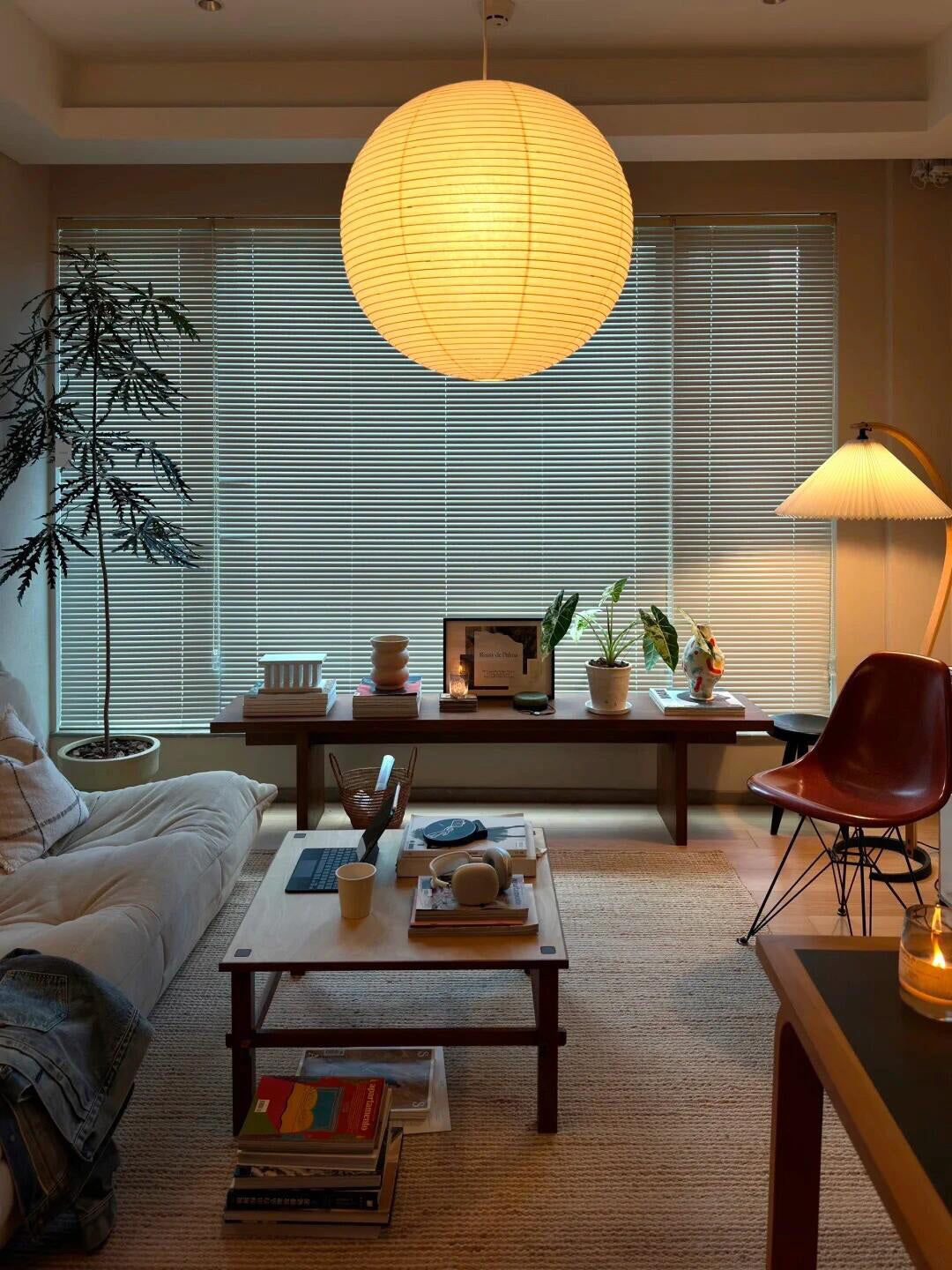 Japanese Mulberry Paper Pendant Lamp — Handmade Washi Lampshade Globe Ambient Lighting - Lamylie