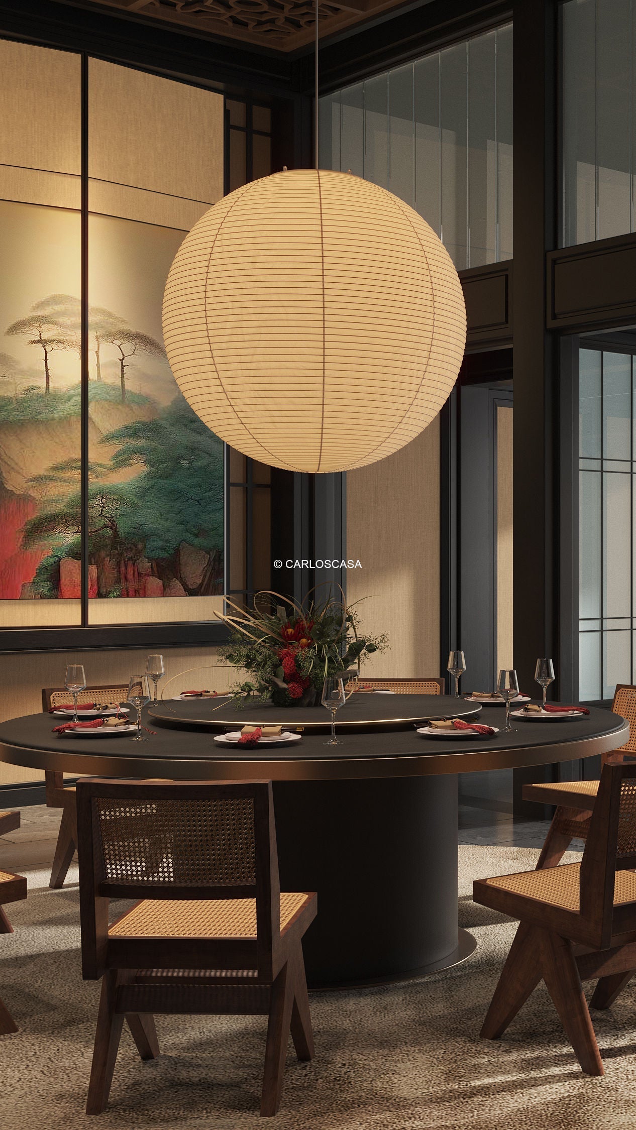 Japanese Mulberry Paper Pendant Lamp — Handmade Washi Lampshade Globe Ambient Lighting - Lamylie