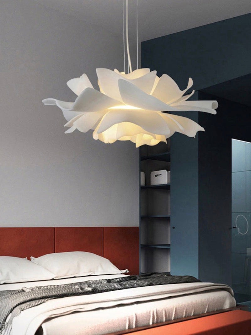 Handmade Acrylic Pendant Lamp Lotus Flower White Scandinavian Design - Lamylie