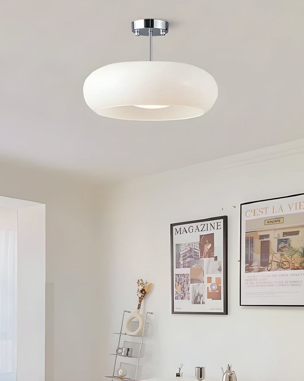 Ceiling Lamp Glass Disc Bauhaus Design Brass or Chrome Orange Yellow or White Glass Retro Stylish Lighting - Lamylie