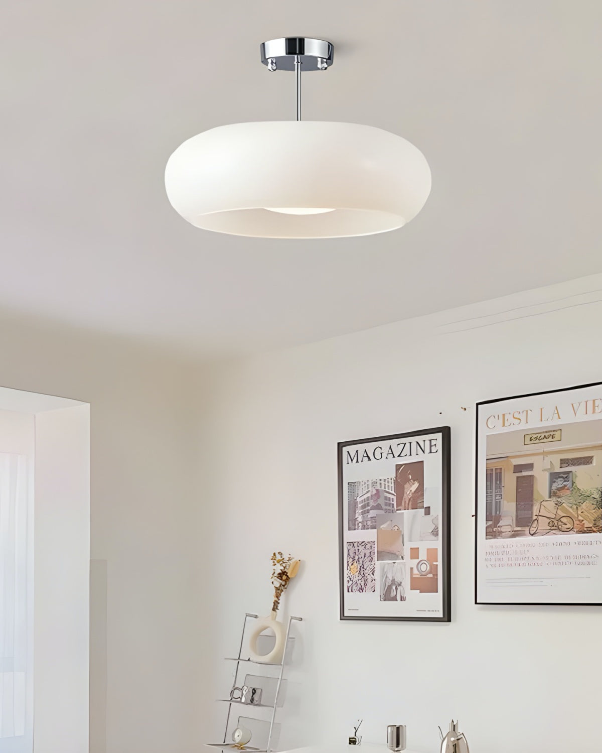 Ceiling Lamp Glass Disc Bauhaus Design Brass or Chrome Orange Yellow or White Glass Retro Stylish Lighting - Lamylie