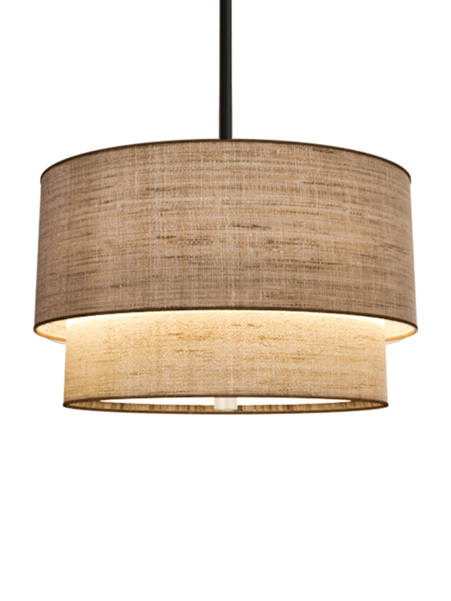 Doppelte Stoff-Trommelpendelleuchte | Moderne Schichtschirm-Deckenlampe für Esszimmer und Wohnzimmer - Lamylie