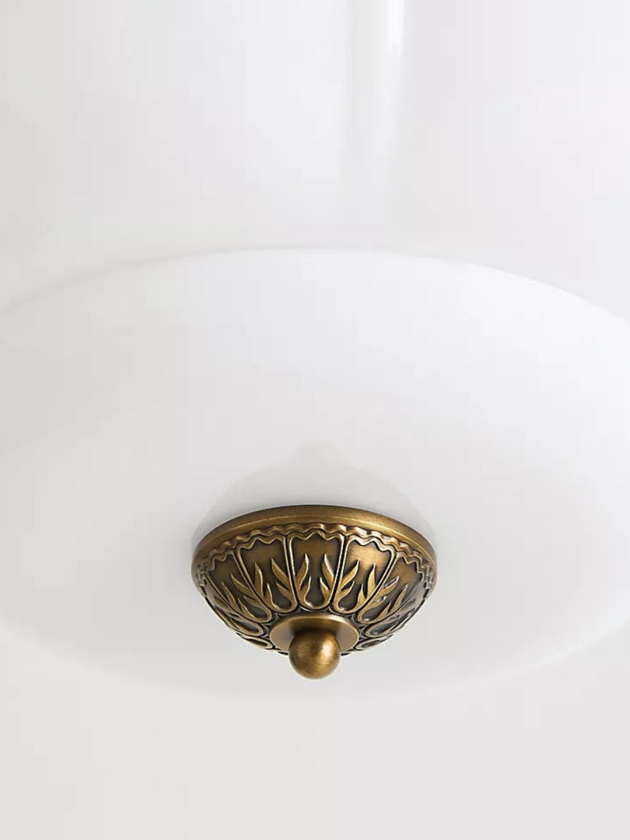 Retro Ceiling Lamp with Milk Glass Shade | Refined Semi-Flush Mount Lighting for Modern Interiors - Lamylie