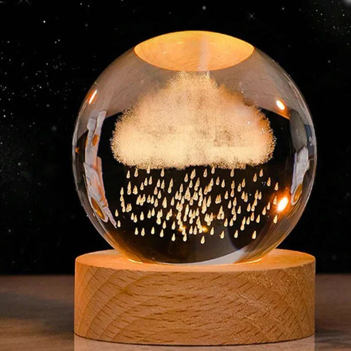 3D Carved Crystal Globe Lamp – Soft LED Night Light - Lamylie