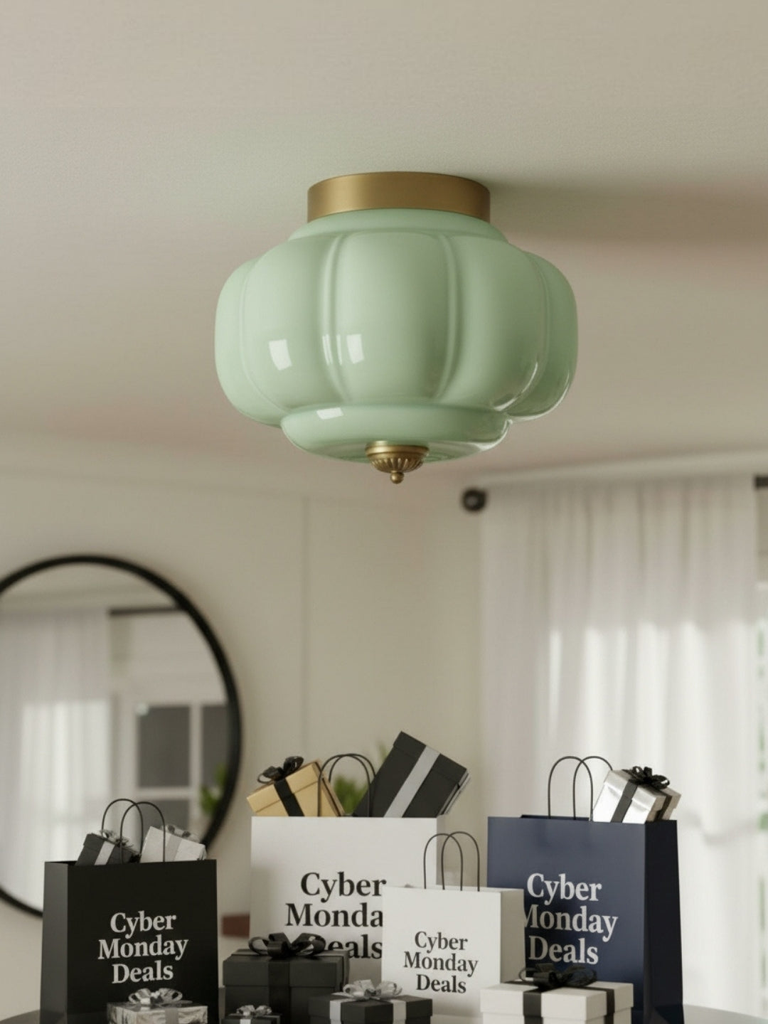 Retro Ceiling Lamp with Milk Glass Shade | Refined Semi-Flush Mount Lighting for Modern Interiors - Lamylie