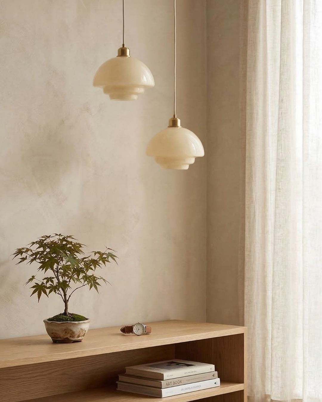 TINA Pendant Lamp | Mid-Century Milk White Glass with Brushed Brass | Modern Dining & Kitchen Lighting | Adjustable | E27 Socket - Lamylie
