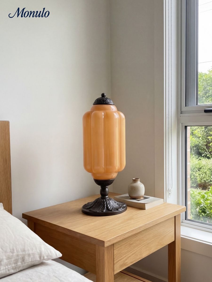 Vintage Glass Table Lamp with Brass or Black Finish - Lamylie