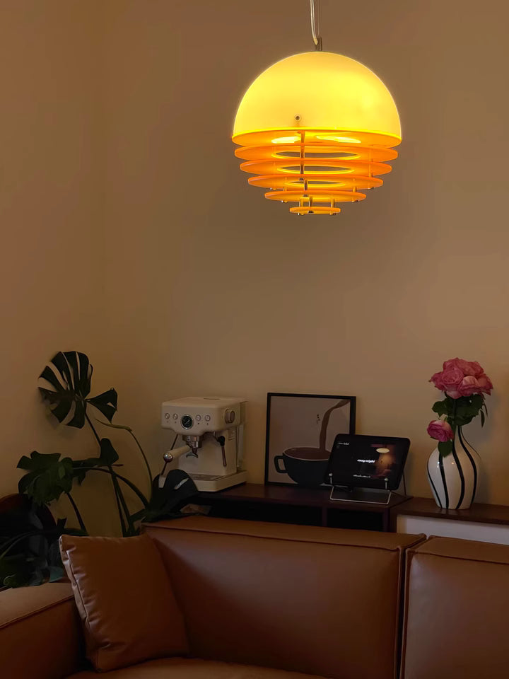 Stylish Pendant Lamp Bauhaus Design Orange-White Ambient Lighting for Modern Interiors - Lamylie