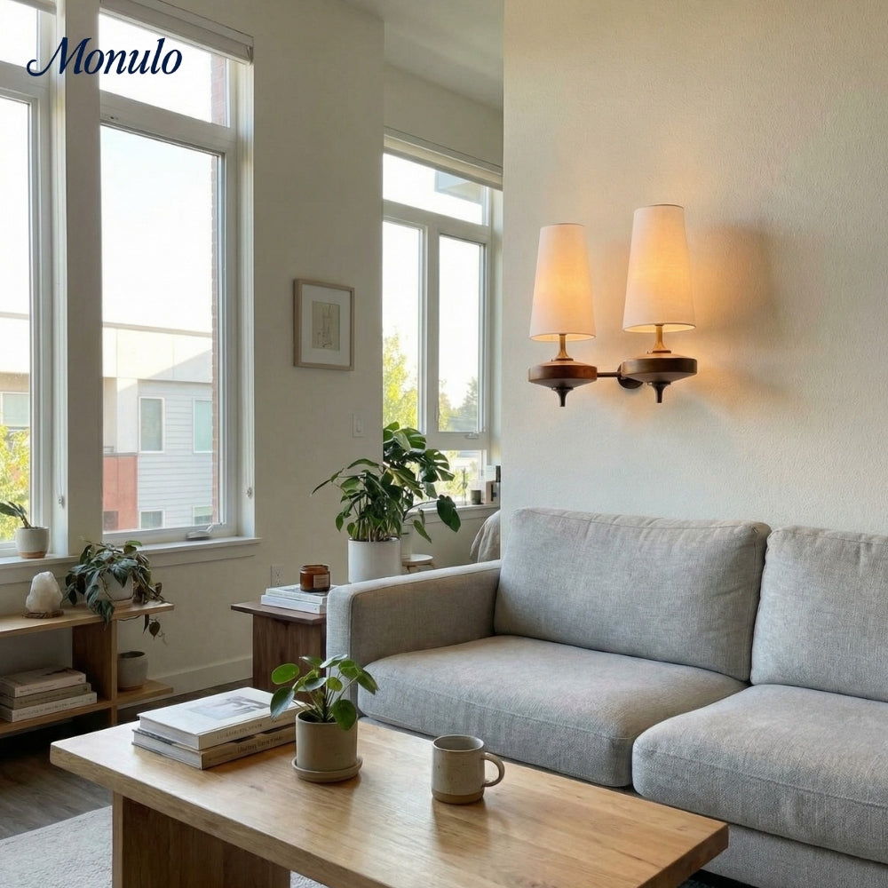 Retro Wall Lamp with Fabric Shade | Vintage Lighting for Bedroom - Lamylie