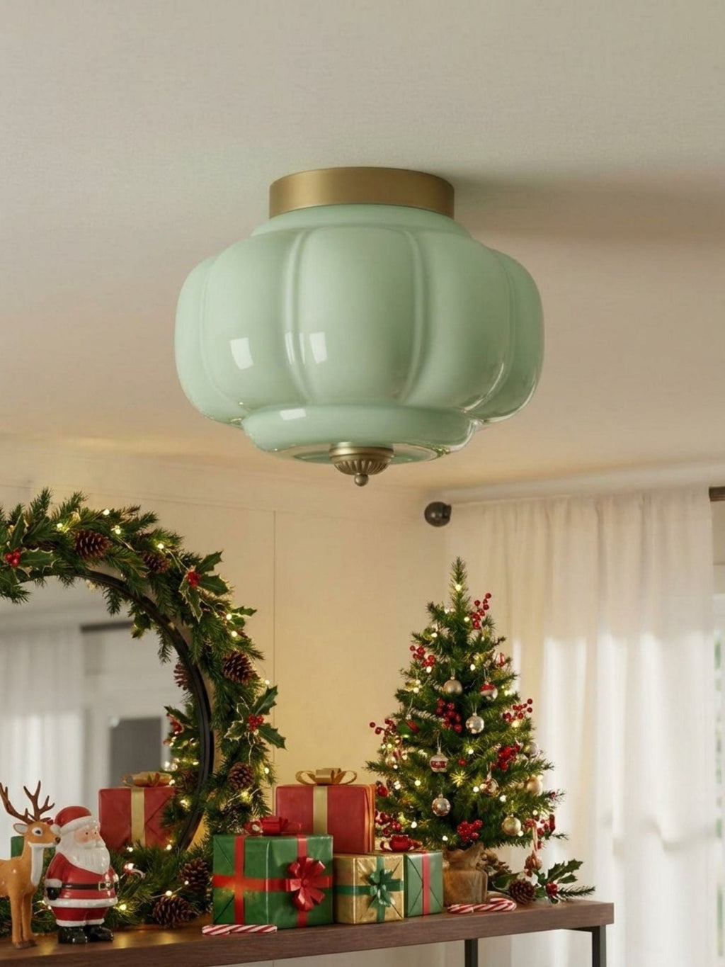 Retro Ceiling Lamp with Milk Glass Shade | Refined Semi-Flush Mount Lighting for Modern Interiors - Lamylie