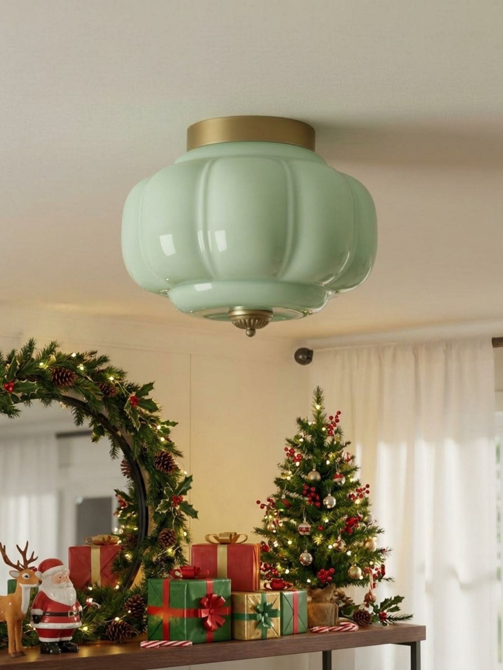 Retro Ceiling Lamp with Milk Glass Shade | Refined Semi-Flush Mount Lighting for Modern Interiors - Lamylie