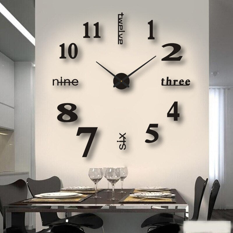 Modern Wall Clock Featuring 3D Raised Numbers Design - Lamylie