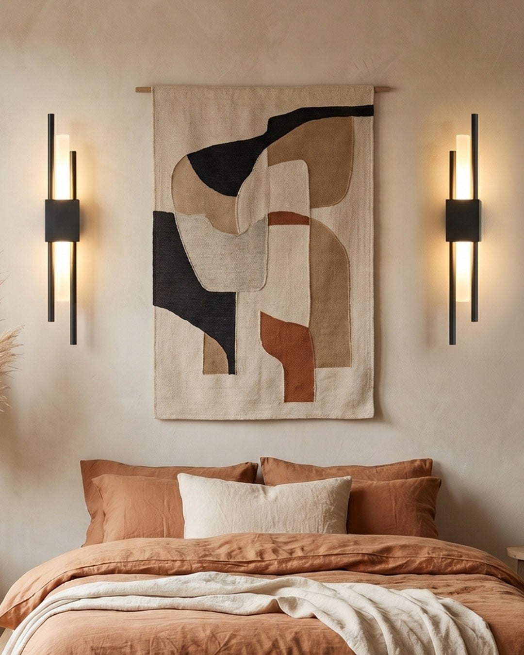 Scandinavian Minimalist Wall Lamp | Modern Vertical Design with Directed LED Lighting | Black Gold - Lamylie