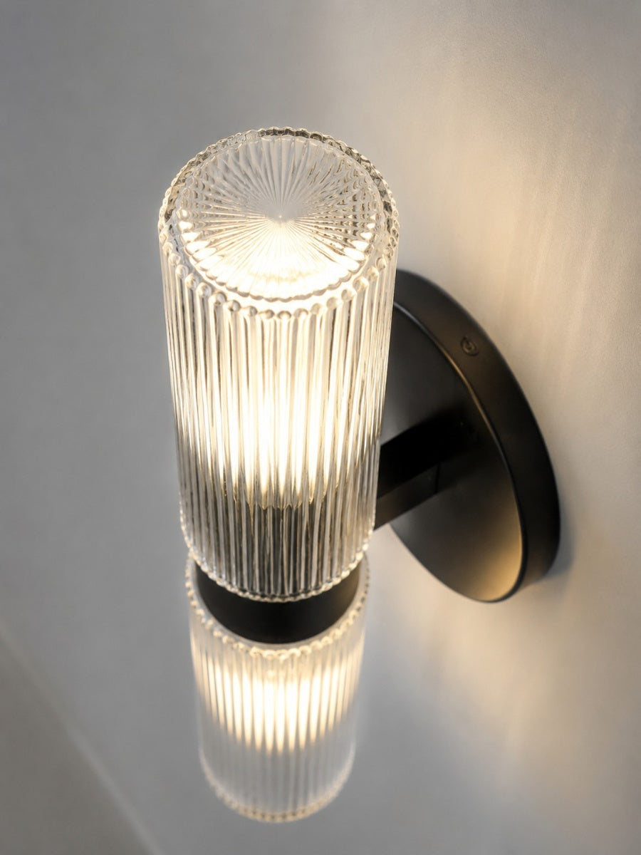 Wall lamp with double ribbed glass tubes | contemporary wall lighting for hall and entrance - Lamylie