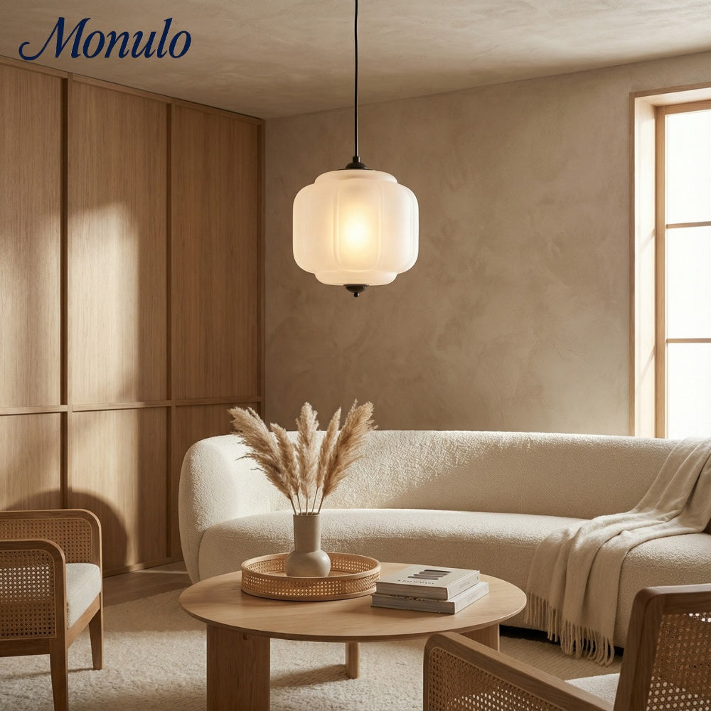 Vintage Milk Glass Pendant Lamp with Wavy Edge | Scandinavian Atmosphere Lighting for Kitchen and Bedroom - Lamylie