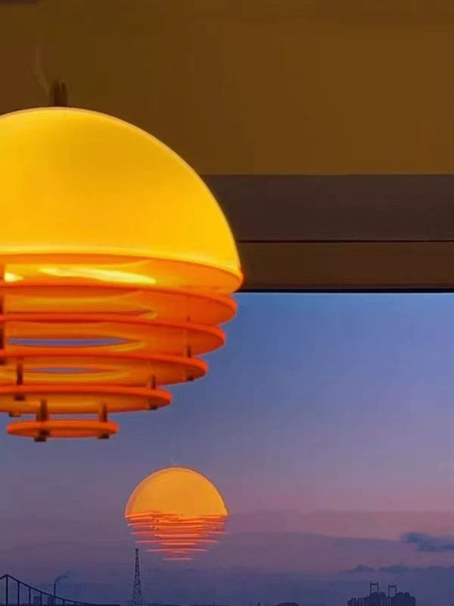 Stylish Pendant Lamp Bauhaus Design Orange-White Ambient Lighting for Modern Interiors - Lamylie