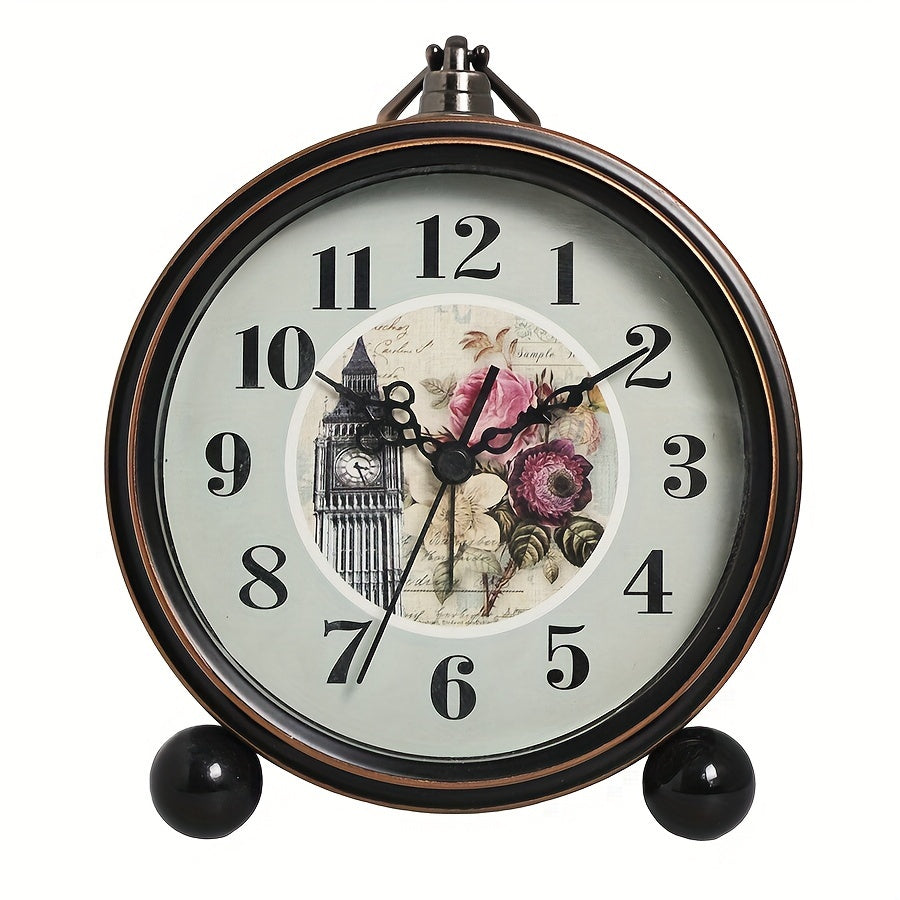 ElegantTime Metall-Nachttischwecker — Leises Uhrwerk, Großes, gut lesbares Zifferblatt