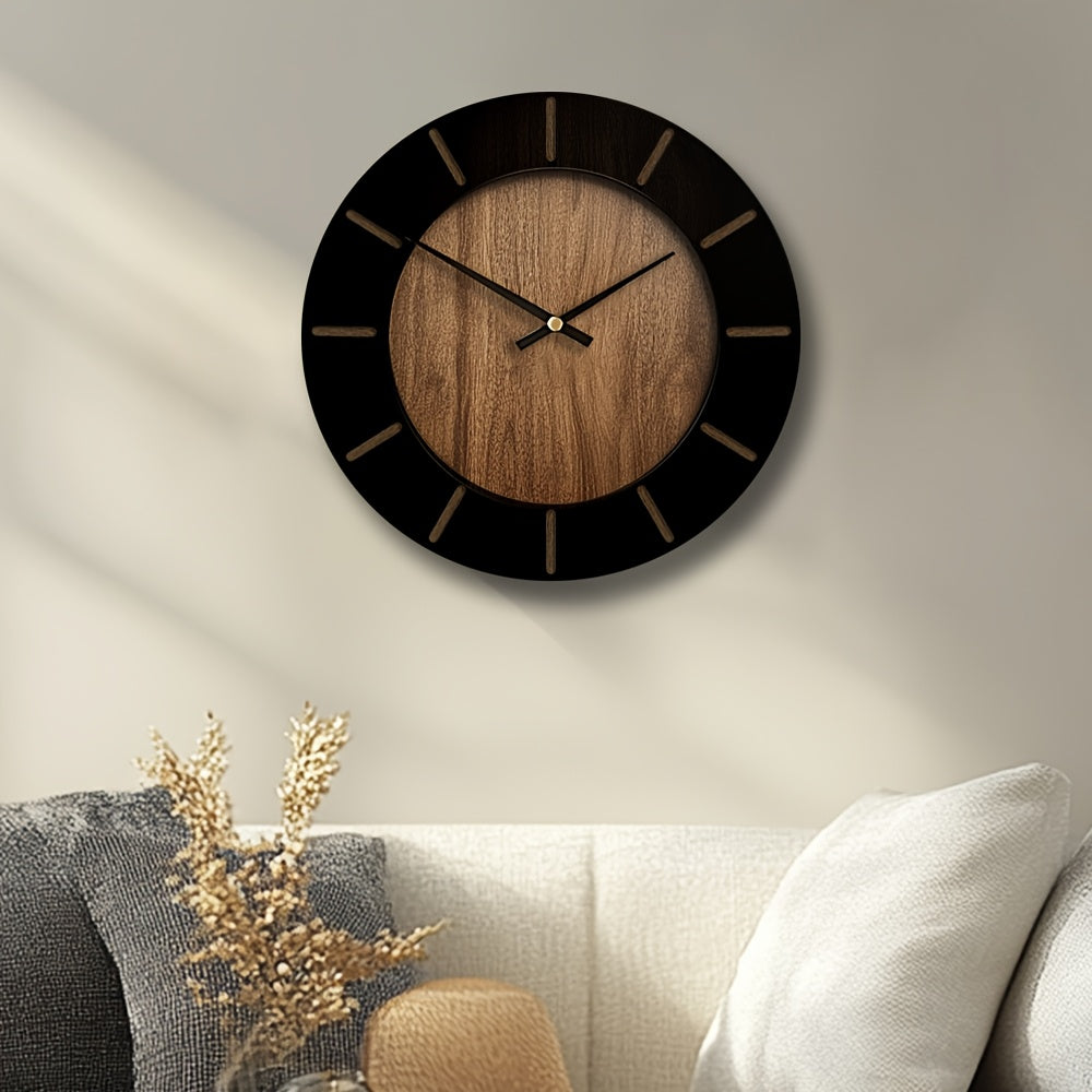 Relógio de parede de madeira TimberMuse — Movimento silencioso, silhueta clássica