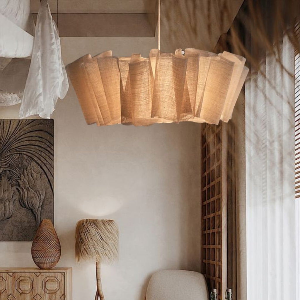 Pleated Fabric Pendant Lamp | Minimalist Scandinavian Lighting for Dining Room & Living Room - Lamylie