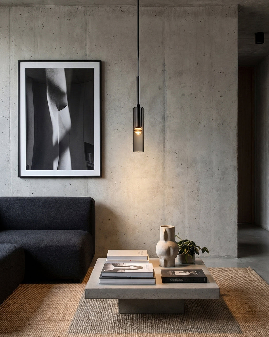 Smoked Glass Pendant Lamp with Minimalist Metal Structure | Modern Ambient Lighting for Dining Room, Bedroom, and Living Room - Lamylie