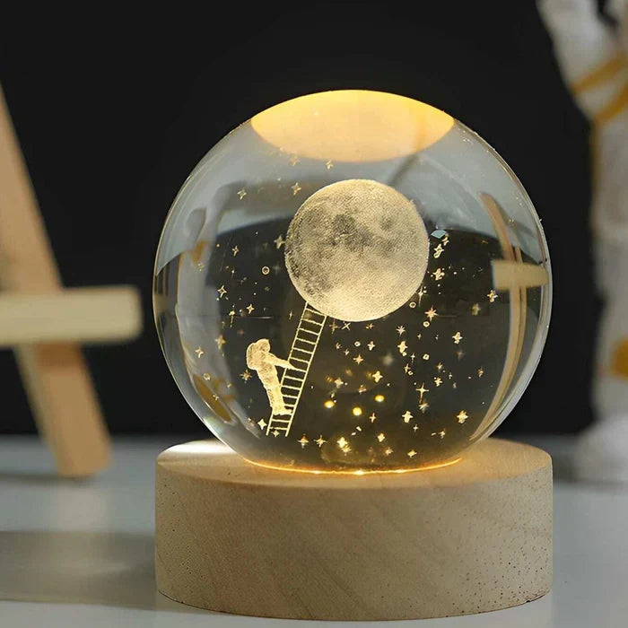 3D Carved Crystal Globe Lamp – Soft LED Night Light - Lamylie