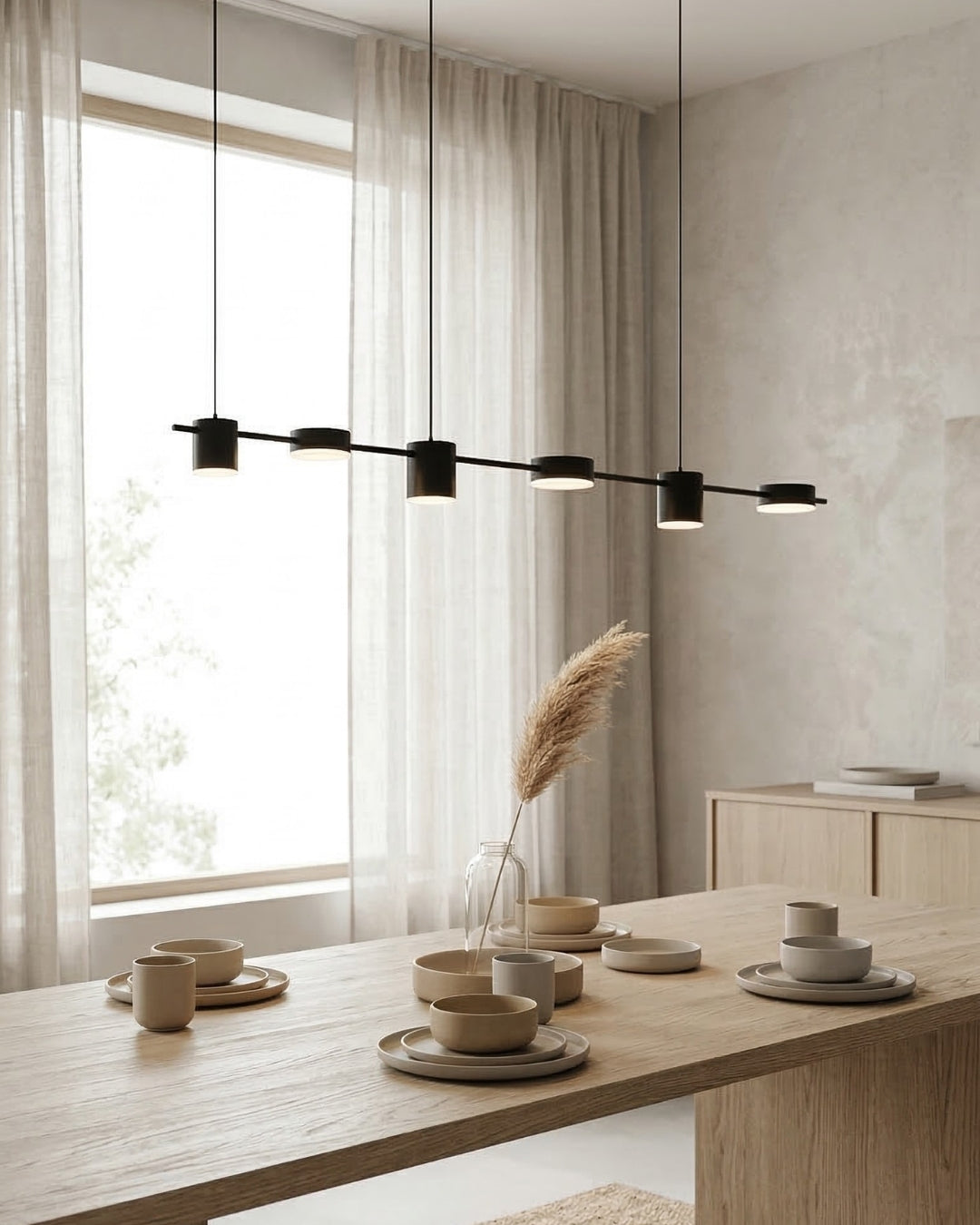 Linear LED Pendant Lamp Helios | Modern Lighting with Metal and Acrylic for Dining Room and Living Room - Lamylie