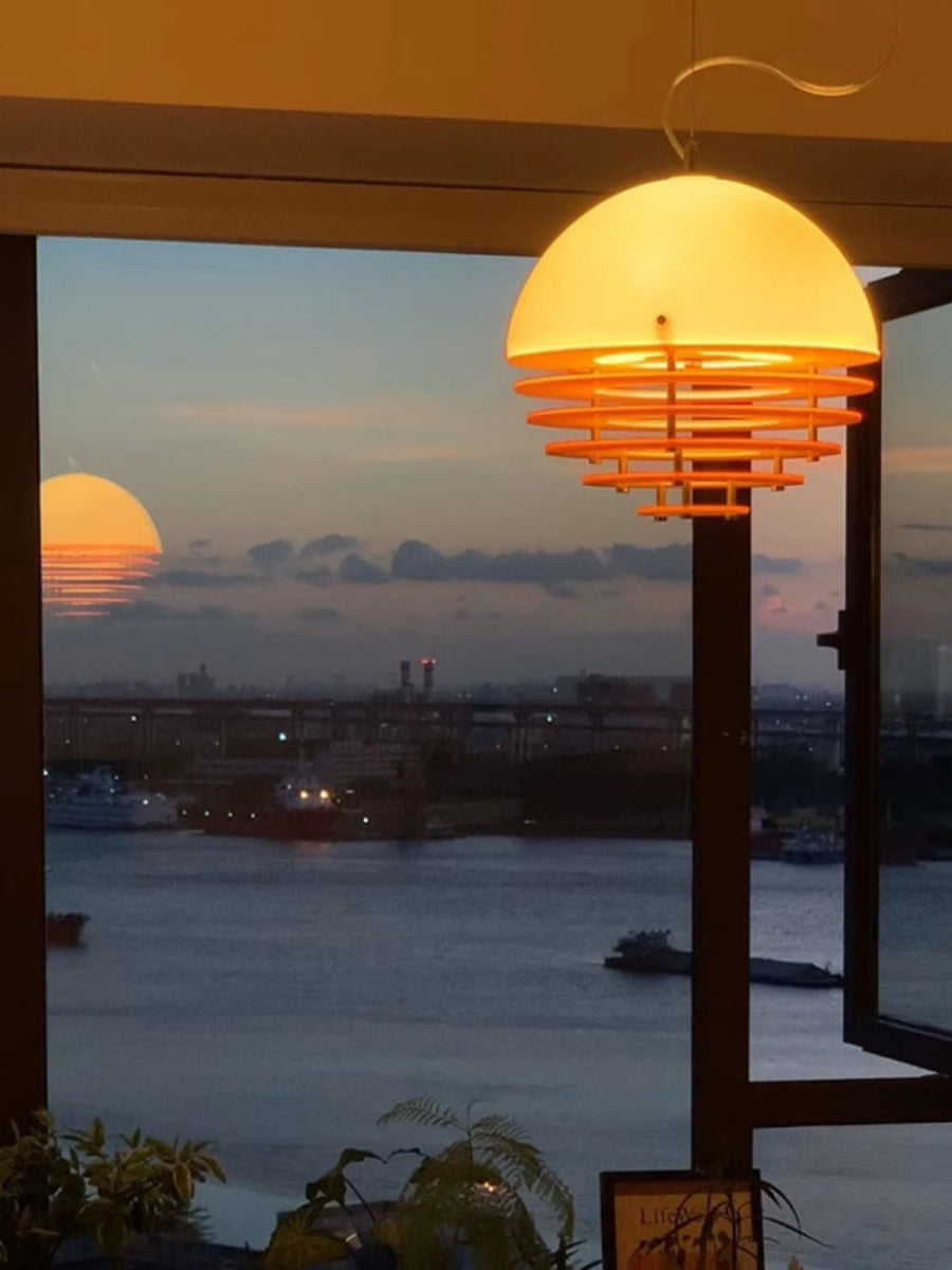 Stylish Pendant Lamp Bauhaus Design Orange-White Ambient Lighting for Modern Interiors - Lamylie