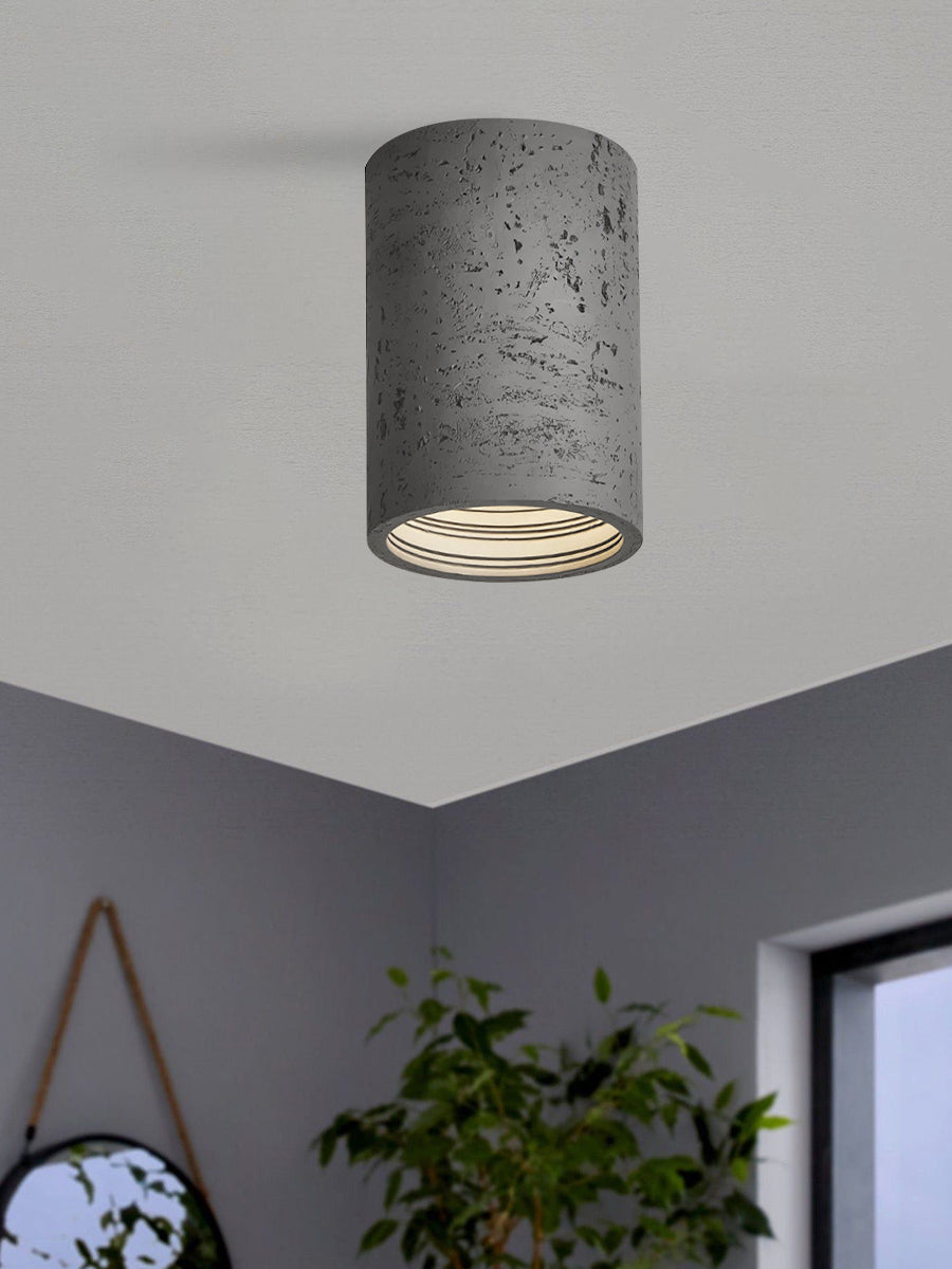 Cylindrical Travertine Ceiling Lamp | LED Lighting for Modern Interiors - Lamylie